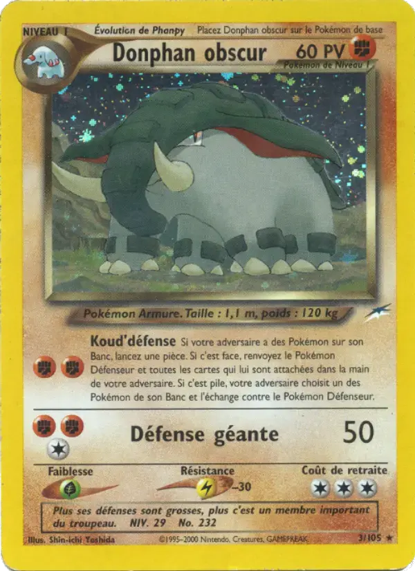 Carte Pokémon Donphan obscur #3 — Neo Destiny