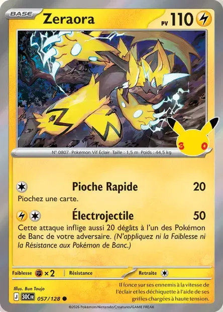 Carte Pokémon Zeraora #057 — 30ᵉ Anniversaire