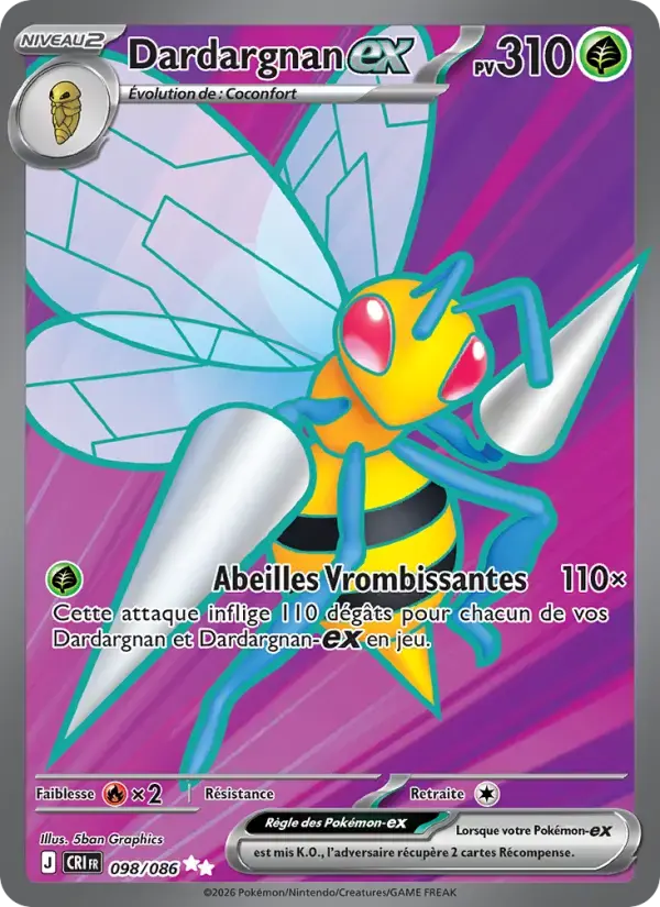 Carte Pokémon Dardargnan-ex #098 — Chaos Ascendant