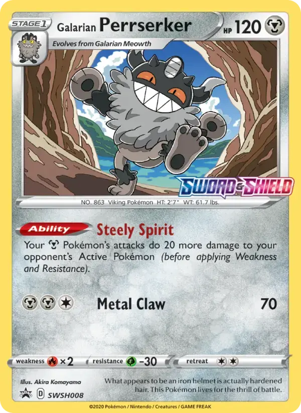 Galarian Perrserker #SWSH008 — Sword & Shield Promos