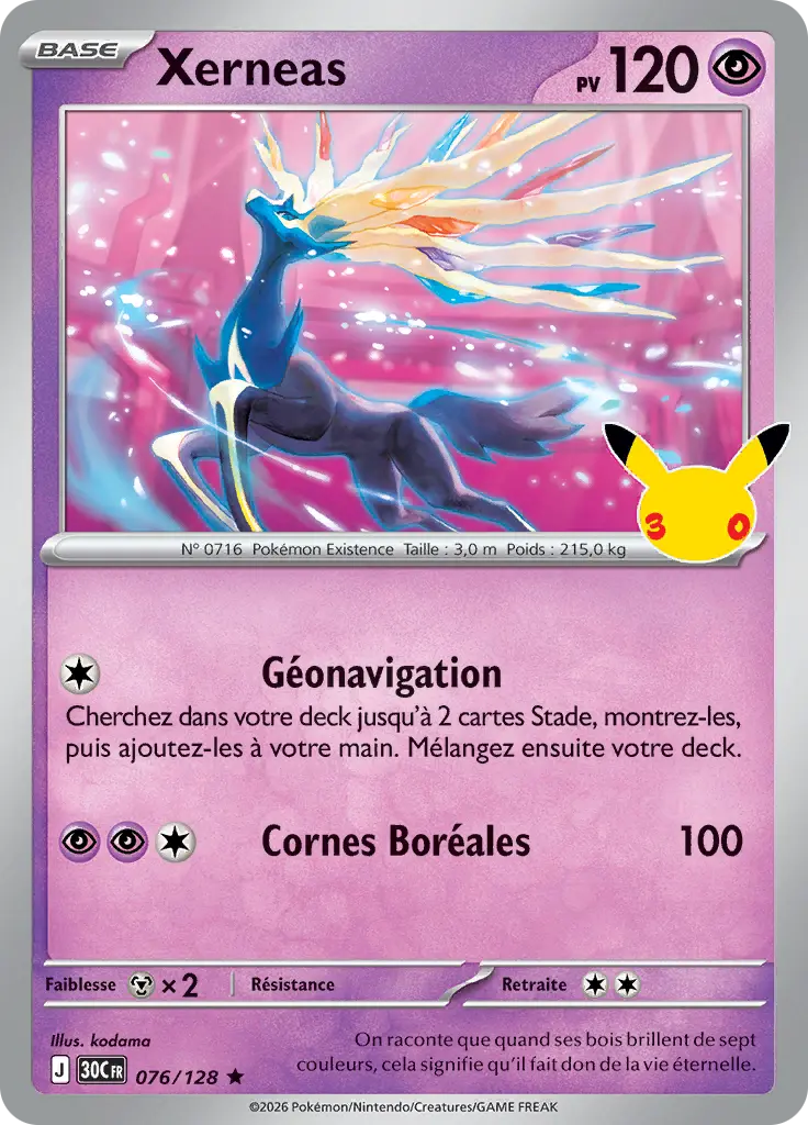 Carte Pokémon Xerneas #076 — 30ᵉ Anniversaire
