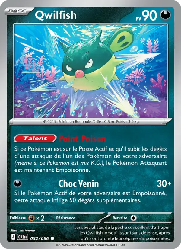 Carte Pokémon Qwilfish #052 — Chaos Ascendant