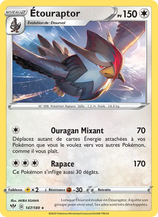 Carte Pokémon Étouraptor #147 — Ténèbres Embrasées