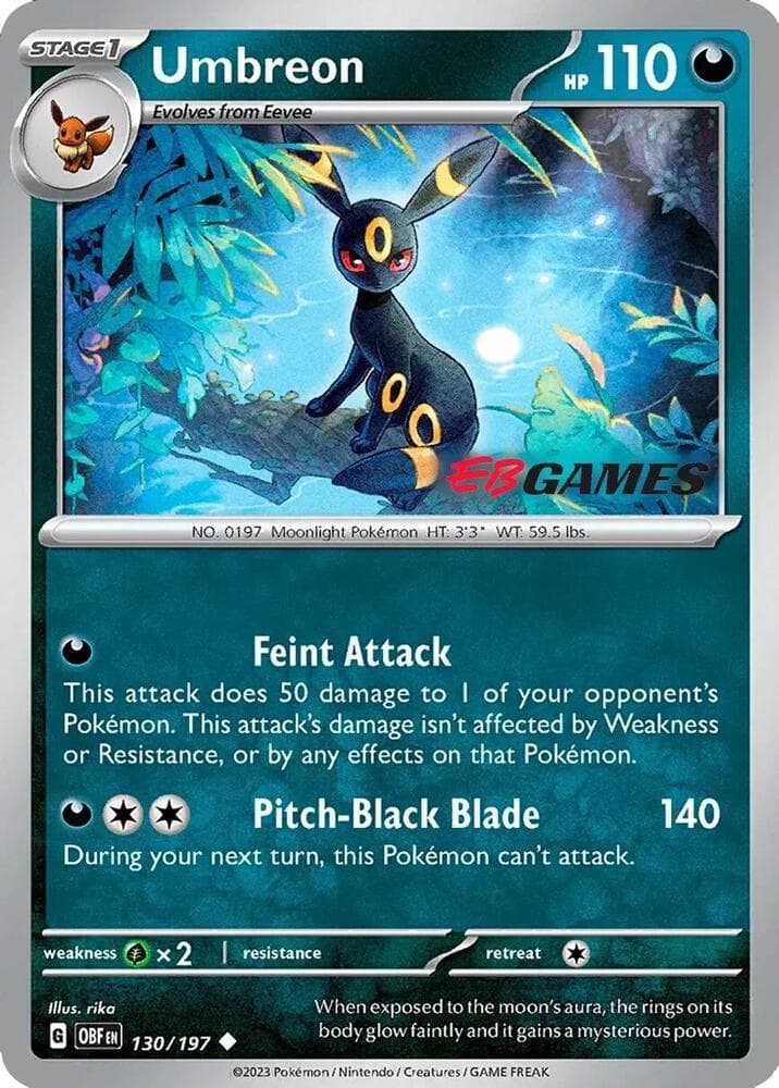 Umbreon #130 Stamp V1 — Obsidian Flames