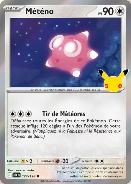 Carte Pokémon Météno #124 — 30ᵉ Anniversaire