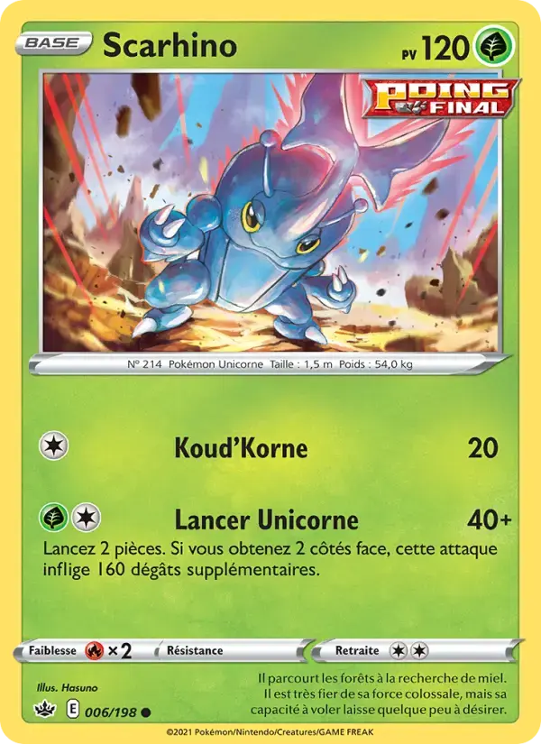 Carte Pokémon Scarhino #6 — Règne de Glace