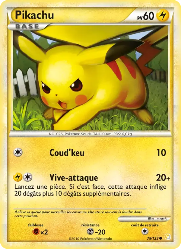 Carte Pokémon Pikachu #78 — HeartGold SoulSilver