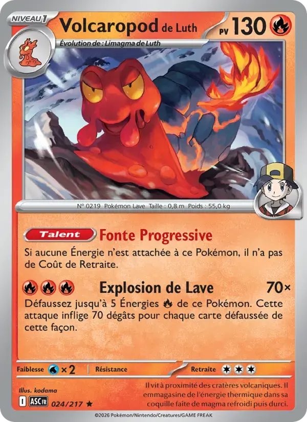 Carte Pokémon Volcaropod de Luth #024 — Héros Transcendants