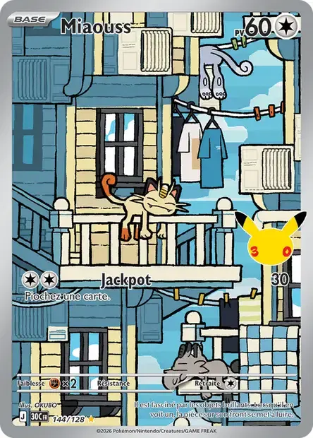 Carte Pokémon Miaouss #144 — 30ᵉ Anniversaire