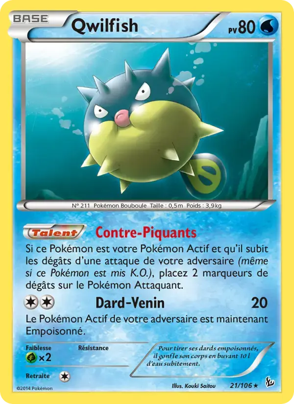 Carte Pokémon Qwilfish #21 — Étincelles