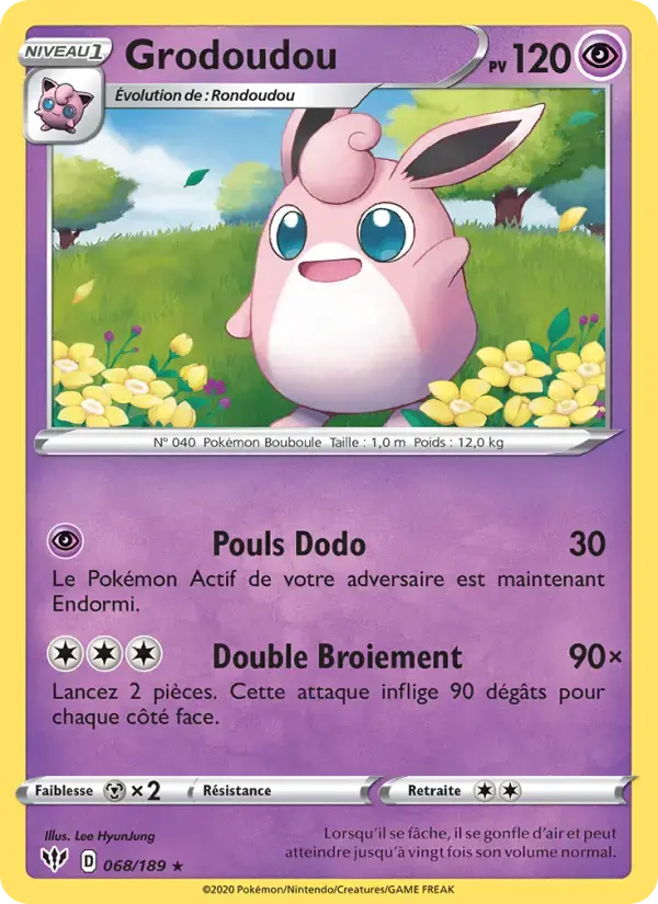 Carte Pokémon Grodoudou #68 — Ténèbres Embrasées