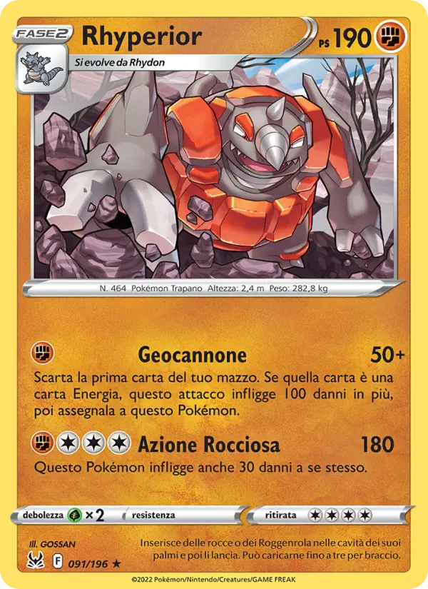 Carte Pokémon Rhinastoc #091 — Origine Perdue