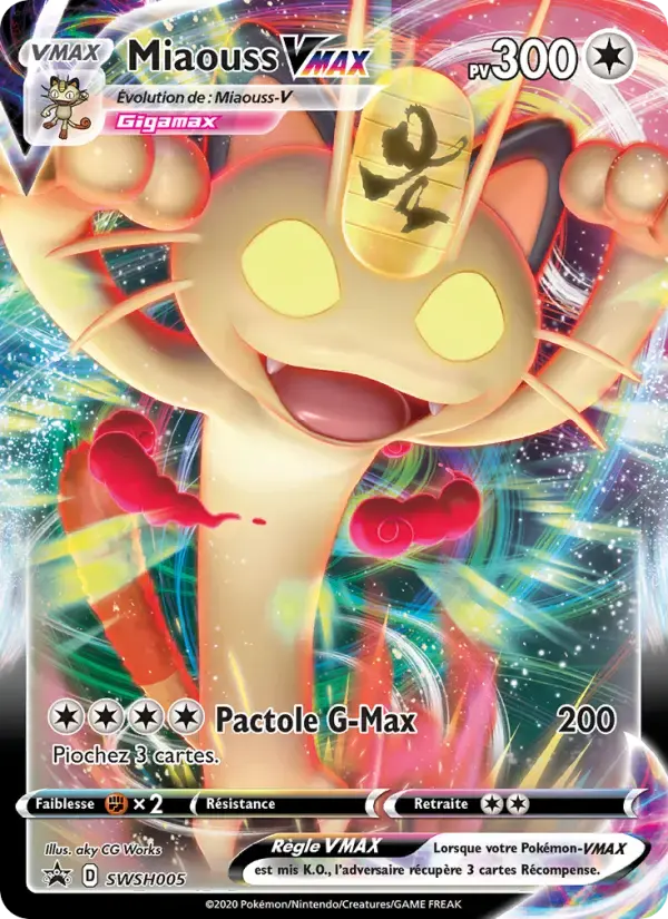 Carte Pokémon Miaouss VMAX #SWSH005 — Promos Épée et Bouclier