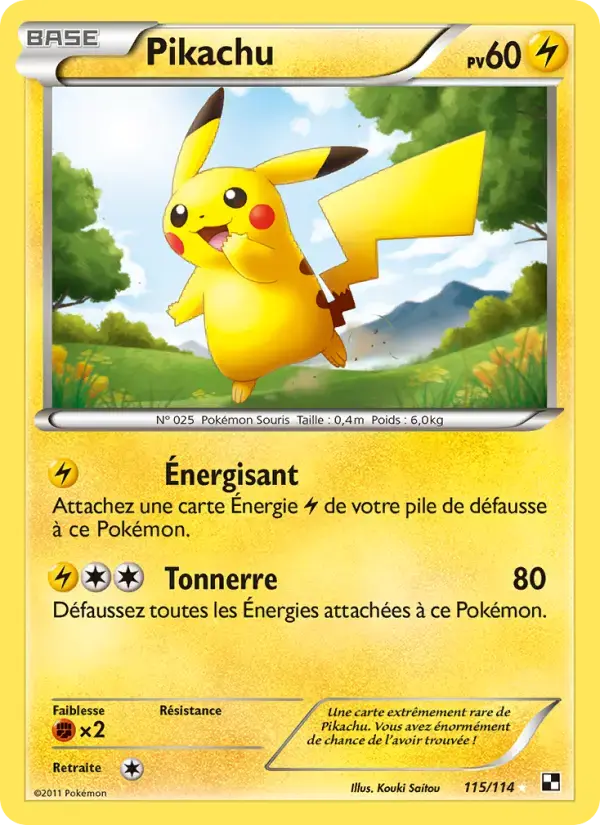 Carte Pokémon Pikachu #115 — Noir et Blanc