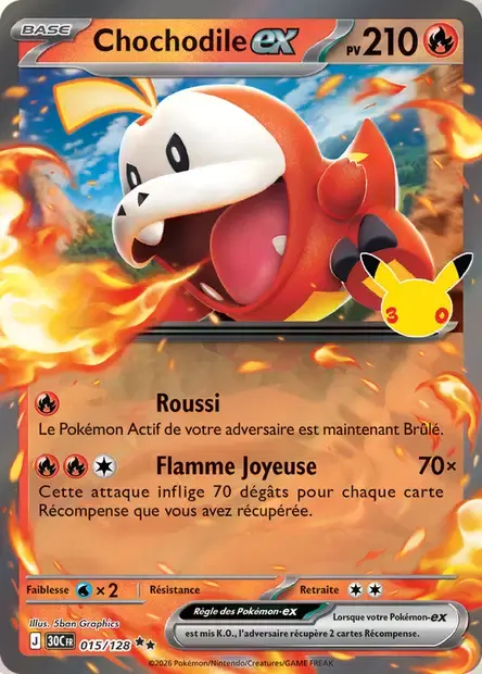 Carte Pokémon Chochodile-ex #015 — 30ᵉ Anniversaire