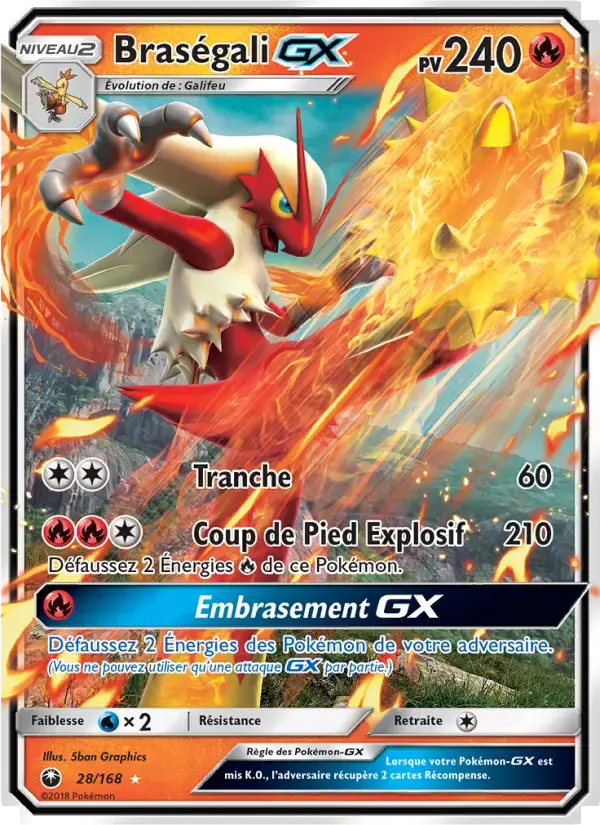 Carte Pokémon Braségali GX #28 — Tempête Céleste