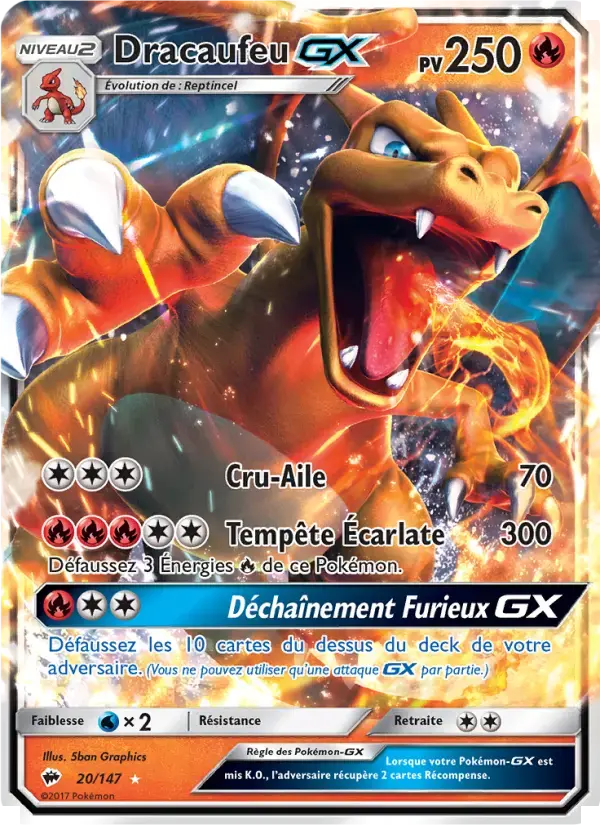 Carte Pokémon Dracaufeu GX #20 — Ombres Ardentes
