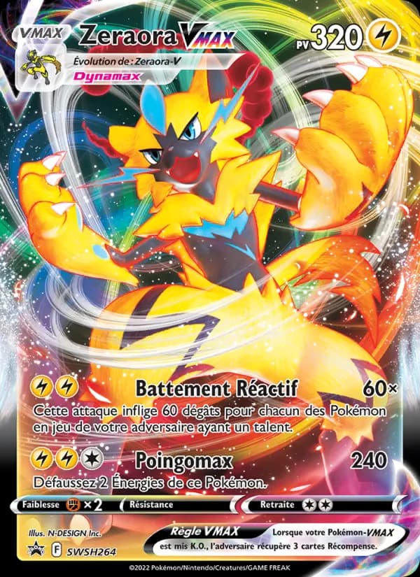 Carte Pokémon Zeraora VMAX #SWSH264 — Promos Épée et Bouclier