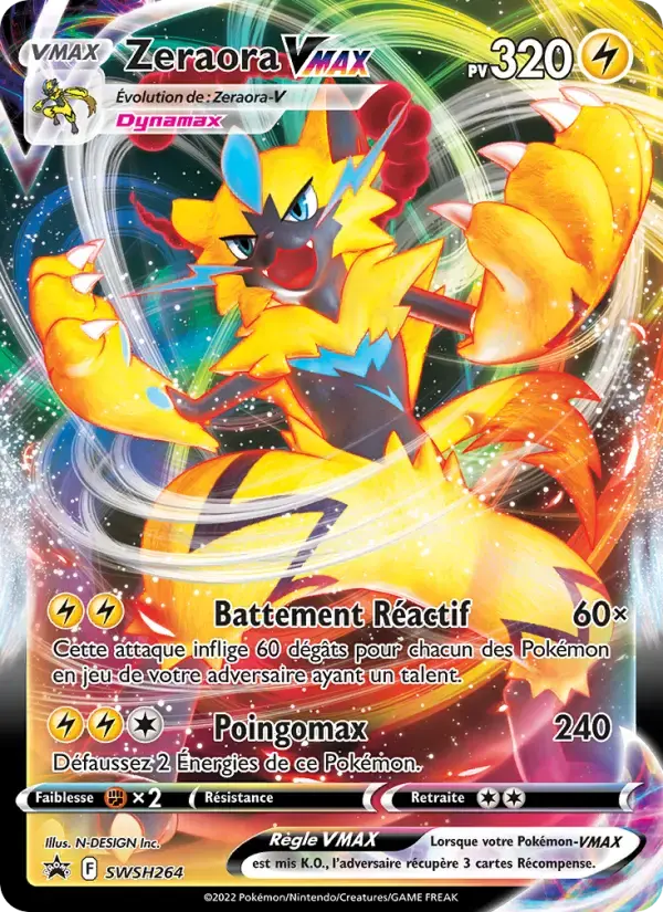 Carte Pokémon Zeraora VMAX #SWSH264 — Promos Épée et Bouclier