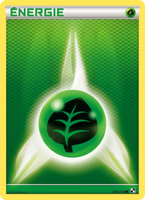 Carte Pokémon Énergie Plante #105 — Noir et Blanc