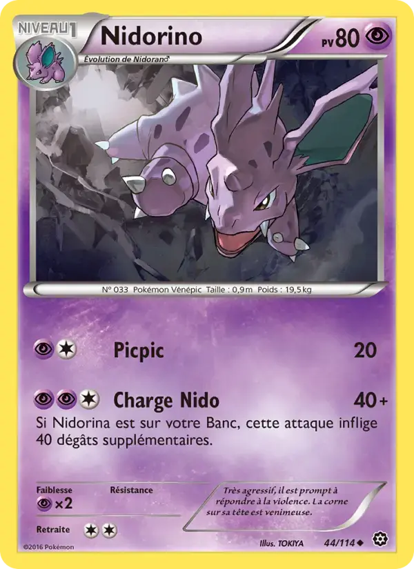 Carte Pokémon Nidorino #44 — Offensive Vapeur