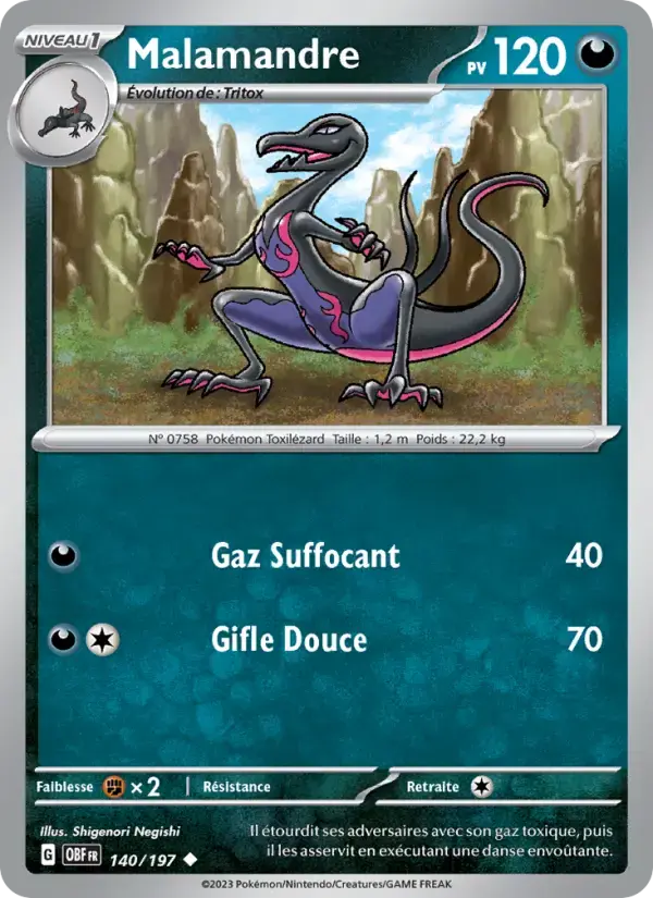 Carte Pokémon Malamandre #140 — Flammes Obsidiennes