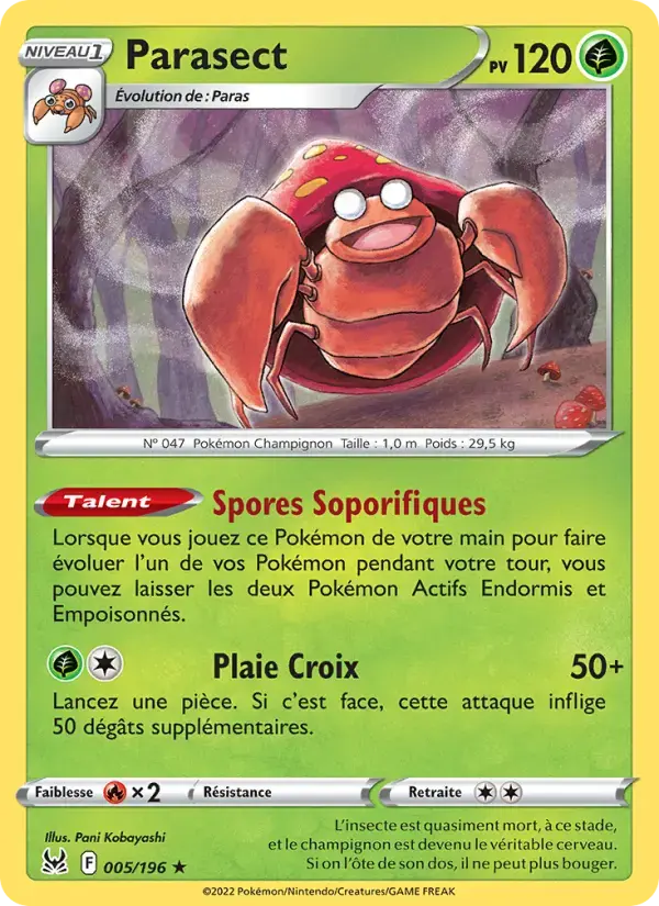 Carte Pokémon Parasect #005 — Origine Perdue
