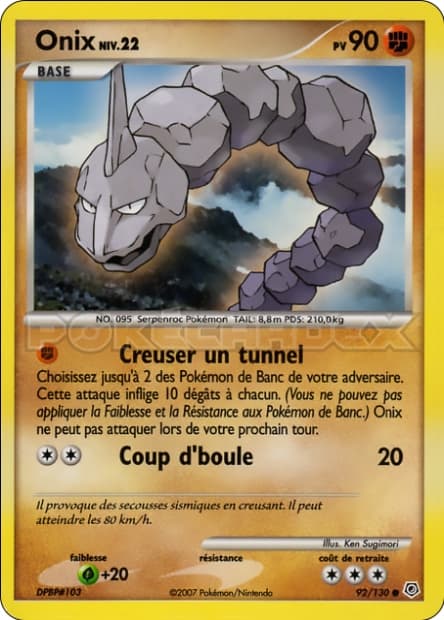 Carte Pokémon Onix #92 — Diamant et Perle