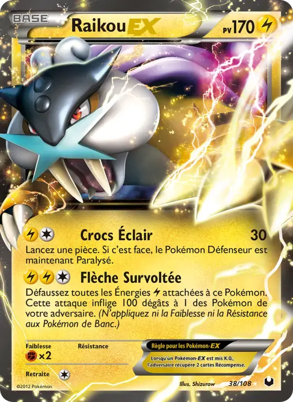 Carte Pokémon Raikou-EX #38 — Explorateurs Obscurs