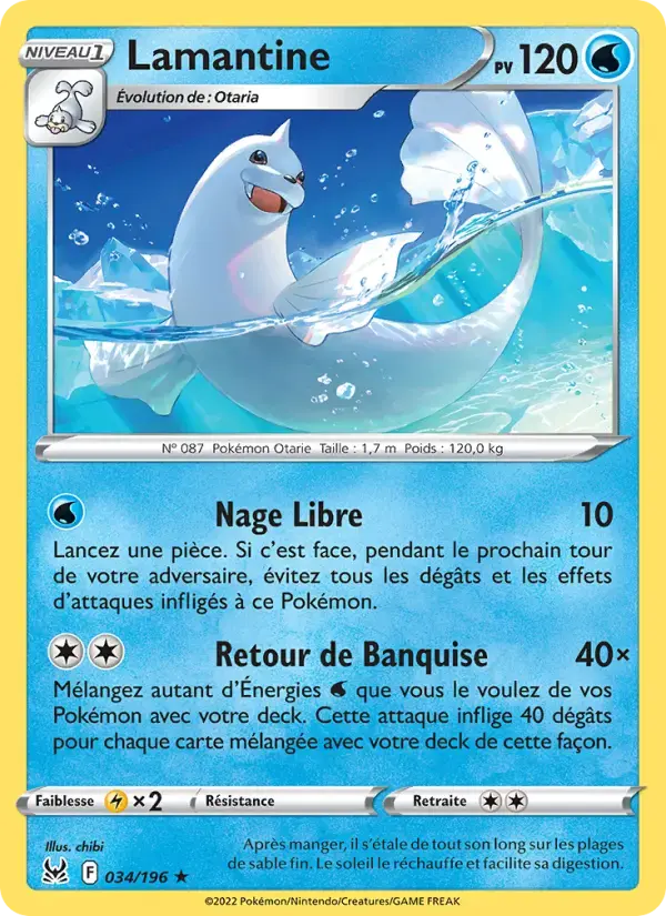 Carte Pokémon Lamantine #034 — Origine Perdue