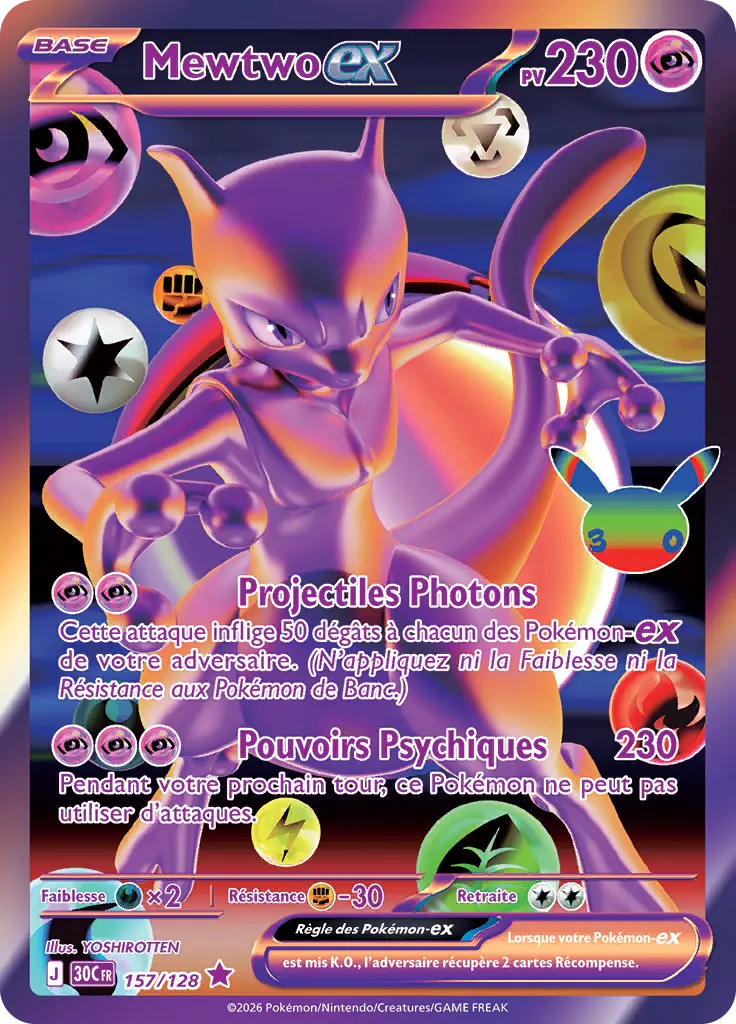 Carte Pokémon Mewtwo-ex #157 — 30ᵉ Anniversaire