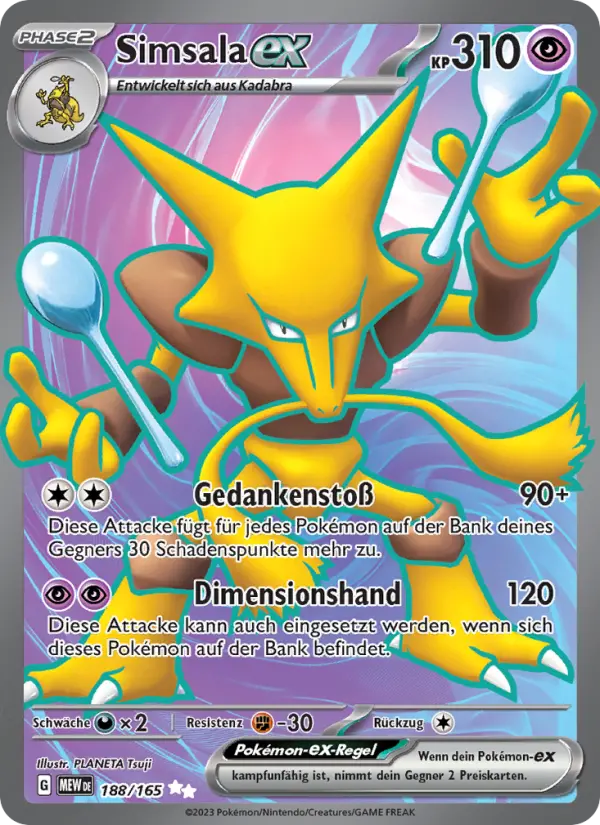 Carte Pokémon Alakazam-ex #188 — Pokémon 151