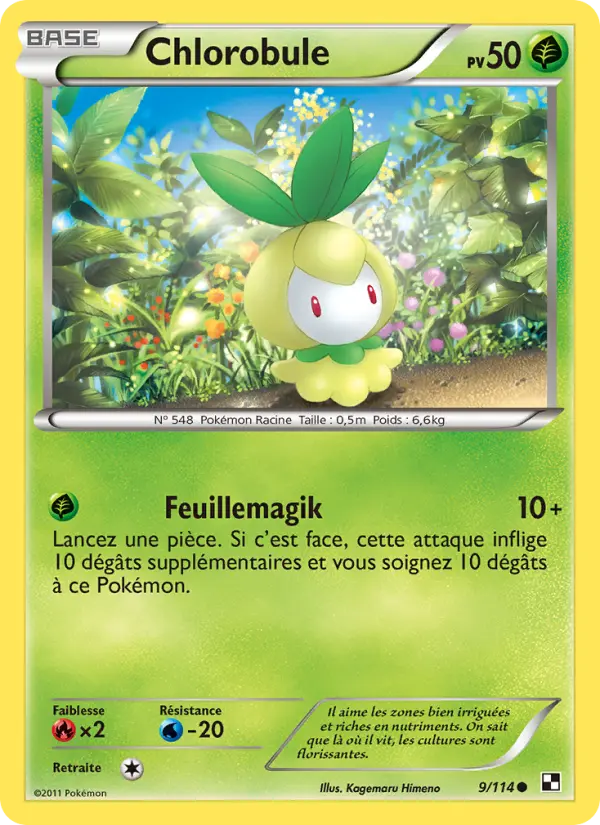 Carte Pokémon Chlorobule #9 — Noir et Blanc