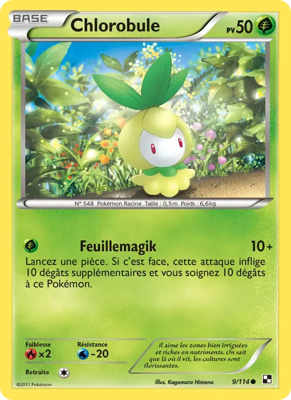 Carte Pokémon Chlorobule #9 — Noir et Blanc