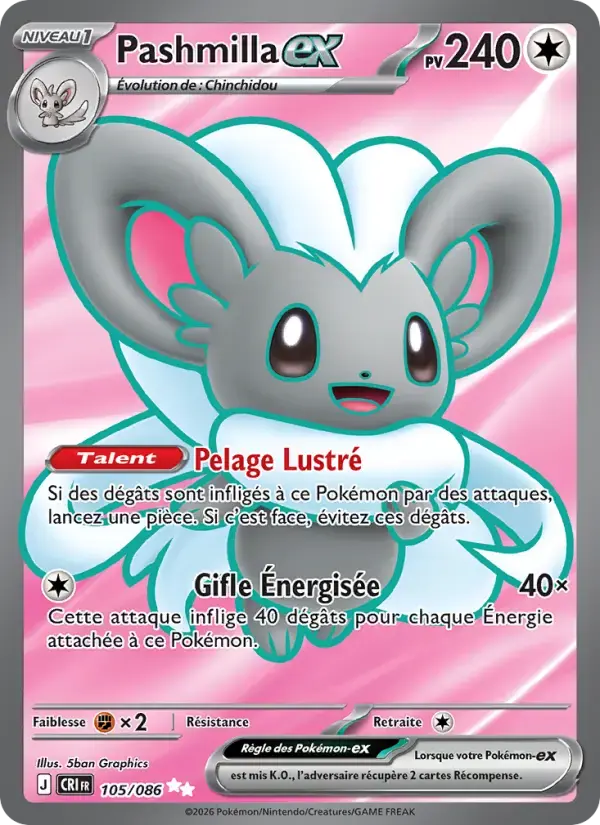 Carte Pokémon Pashmilla-ex #105 — Chaos Ascendant