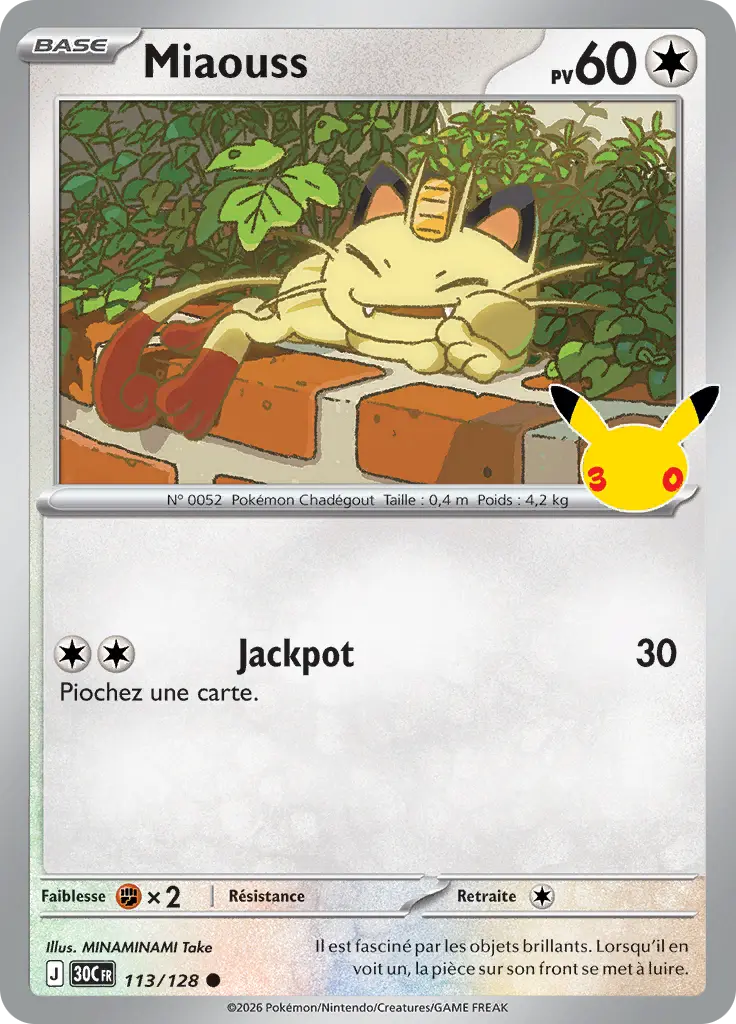 Carte Pokémon Miaouss #113 — 30ᵉ Anniversaire