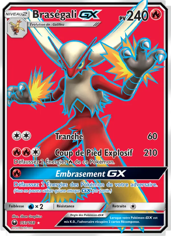 Carte Pokémon Braségali GX #153 — Tempête Céleste
