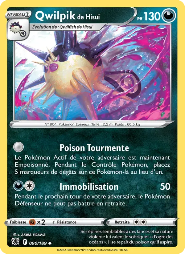 Carte Pokémon Qwilpik de Hisui #090 — Astres Radieux