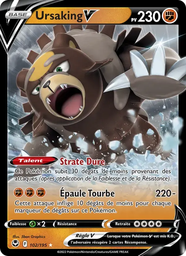Carte Pokémon Ursaking V #102 — Tempête Argentée
