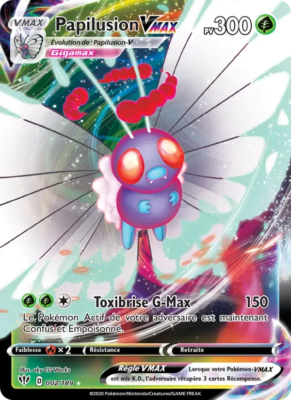 Carte Pokémon Papilusion VMAX #2 — Ténèbres Embrasées