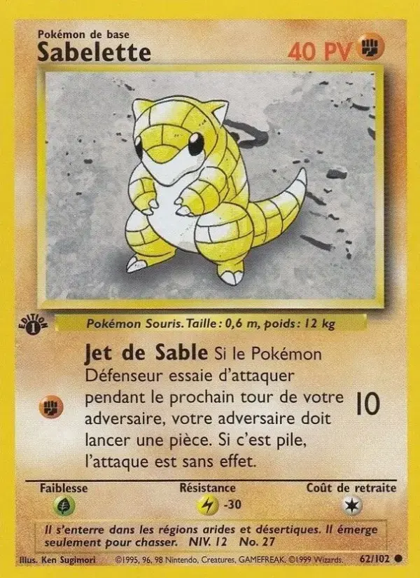 Carte Pokémon Sabelette #62 — Set de Base
