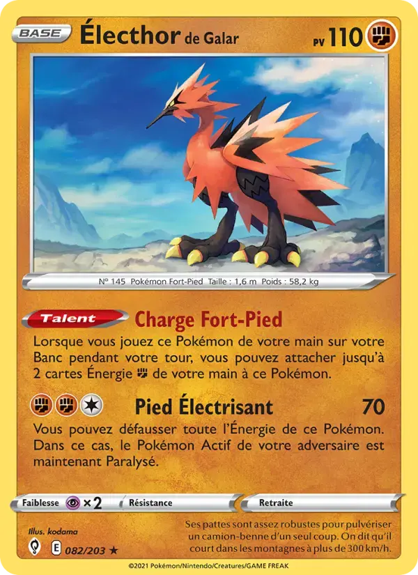 Carte Pokémon Électhor de Galar #82 — Évolution Céleste