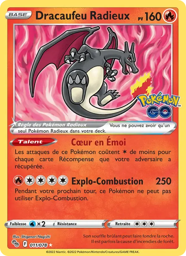 Carte Pokémon Dracaufeu Radieux #011 — Pokémon GO