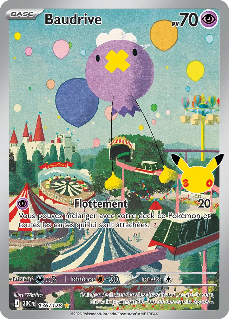 Carte Pokémon Baudrive #136 — 30ᵉ Anniversaire