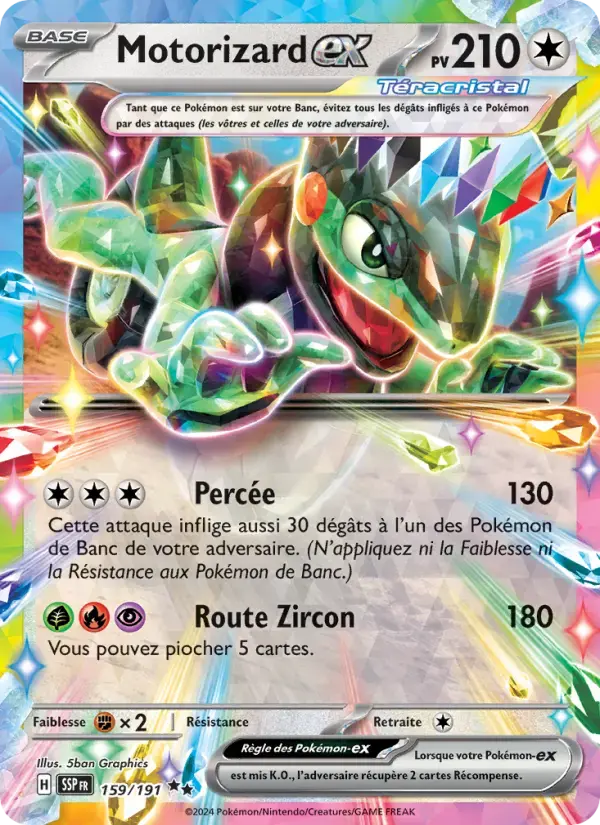 Carte Pokémon Motorizard-ex #159 — Étincelles Déferlantes