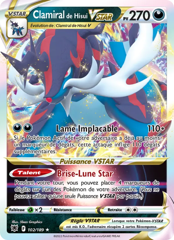 Carte Pokémon Clamiral de Hisui VSTAR #102 — Astres Radieux