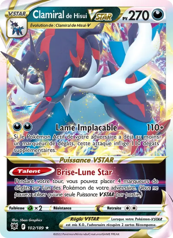 Carte Pokémon Clamiral de Hisui VSTAR #102 — Astres Radieux