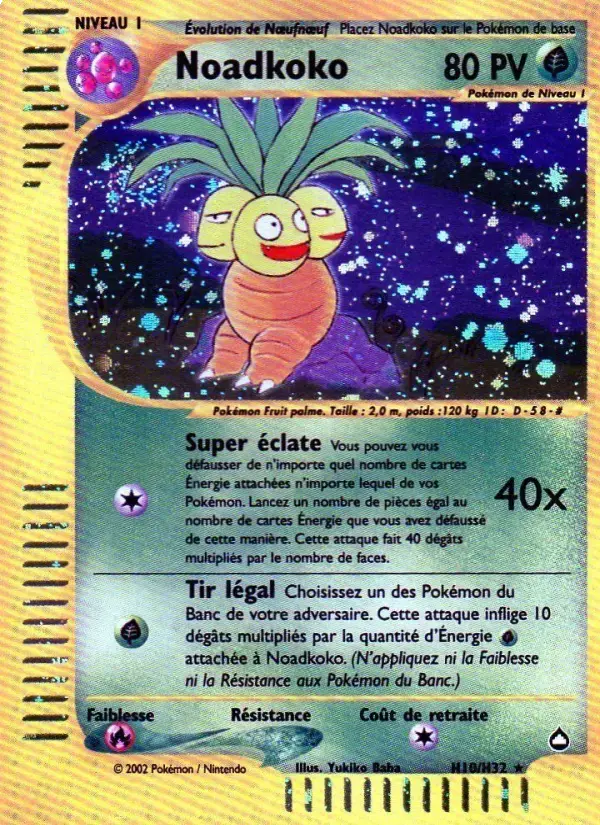 Carte Pokémon Noadkoko #H10 — Aquapolis