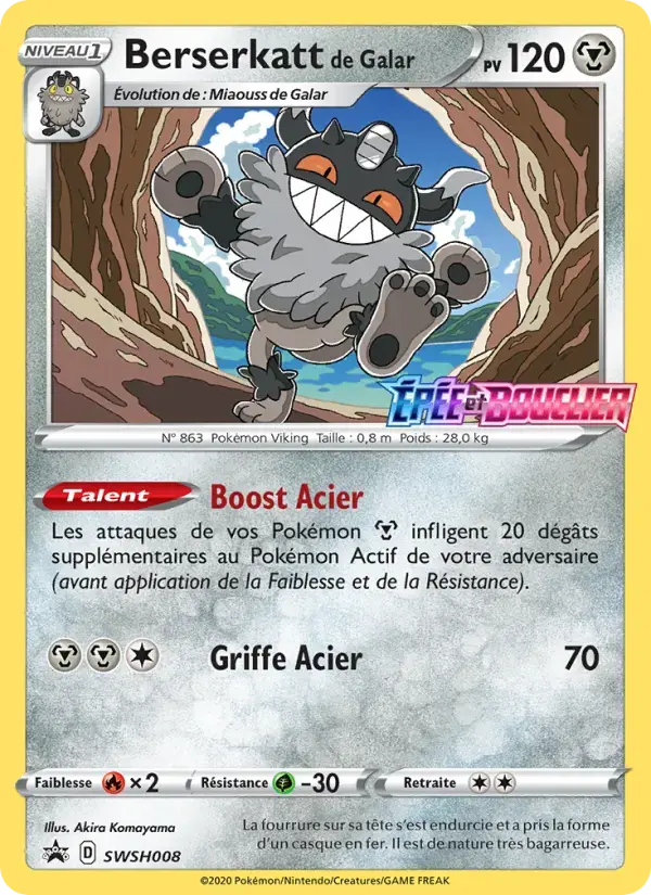 Carte Pokémon Berserkatt de Galar #SWSH008 — Promos Épée et Bouclier