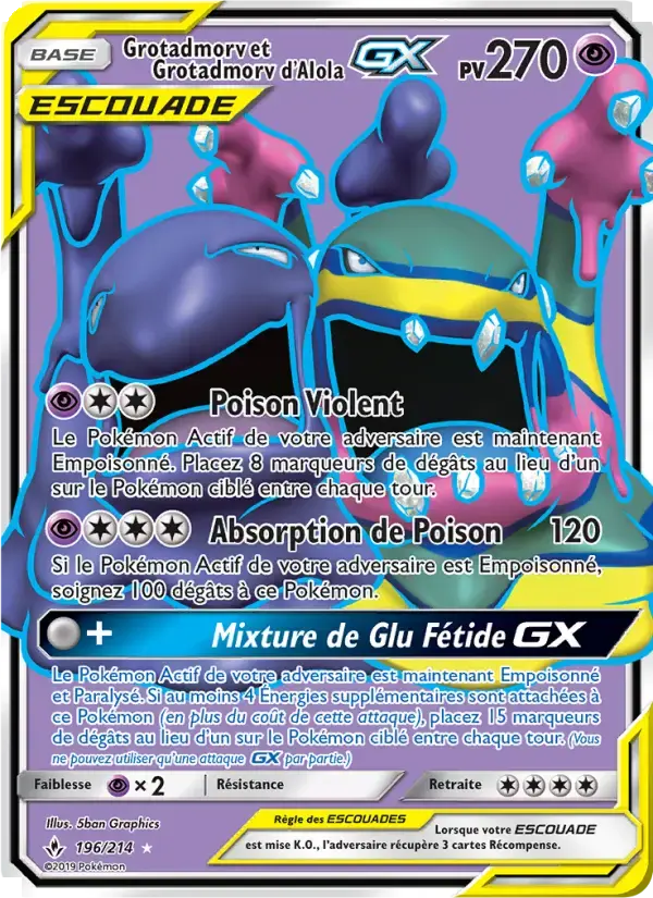 Carte Pokémon Grotadmorv et Grotadmorv d’Alola GX #196 — Alliance Infaillible